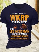 Men's Cotton First Annual WKRP Turkey Drop With Les Nessman November 22 1978 T-Shirt