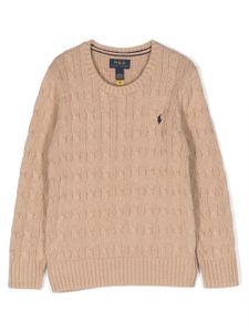 Ralph Lauren Kids pull Polo Pony en maille torsadée - Tons neutres