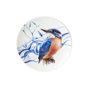 Heinen Delfts Blauw - Wandbord ijsvogel d16cm