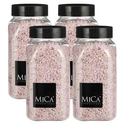 Mica Decorations decoratie stenen/granulaat - 4x - 650ml - roze - hobby steentjes