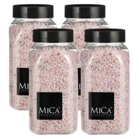 Mica Decorations decoratie stenen/granulaat - 4x - 650ml - roze - hobby steentjes