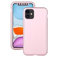 Voor iPhone 11 schokbestendige PC volledige dekking beschermhoes met gehard glas film (Rose goud)
