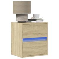 Nachtkastje met LED's wandgemonteerd sonoma eikenkleurig