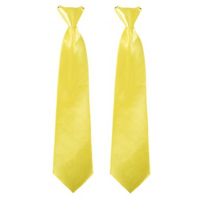 Carnaval verkleed stropdas - 2x - geel - volwassenen - 40 cm - met elastiekje