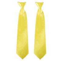 Carnaval verkleed stropdas - 2x - geel - volwassenen - 40 cm - met elastiekje
