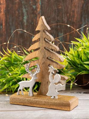 Michael - kerstfiguur - hout en aluminium - 20x27cm