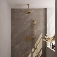 Brauer Gold Carving Thermostatische Regendoucheset Inbouw - Hoofddouche 20 cm - 3 Weg - Handdouche Rond - Doucheslang - Geintegreerde Glijstang - Geborsteld Goud