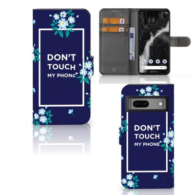 Google Pixel 7 Portemonnee Hoesje Flowers Blue DTMP Google Pixel 7 Portemonnee Hoesje Flowers Blue DTMP