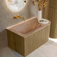 Badmeubel Mondiaz Kurve-Dlux | 85 cm | Meubelkleur Dusk | Wastafelkleur Saba | Solid surface | Wasbak linker zijde spoelbak | Zonder kraangat(en) Badmeubel Mondiaz Kurve-Dlux | 85 cm | Meubelkleur Dusk | Wastafelkleur Saba | Solid surface | Wasbak linker zijde spoelbak | Zonder kraangat(en)