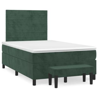 Boxspring met matras fluweel donkergroen 120x190 cm