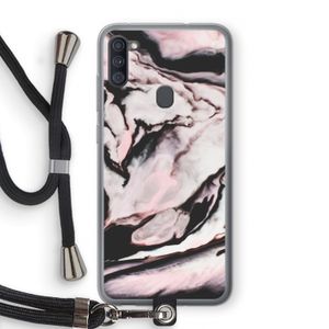 Roze stroom: Samsung Galaxy A11 Transparant Hoesje met koord