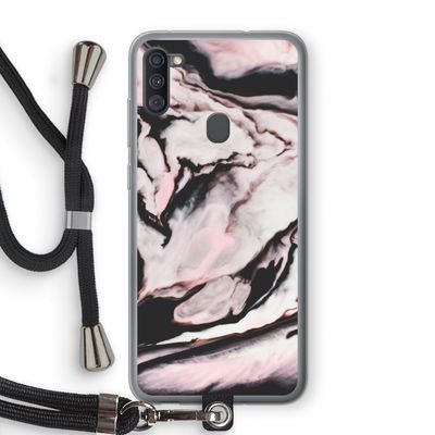 Roze stroom: Samsung Galaxy A11 Transparant Hoesje met koord