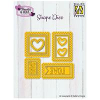Nellie's Choice • shape dies postzegels met harten 3x3cm tot 4x4cm 11st.