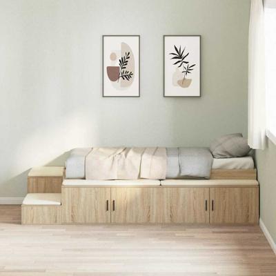 Opbergbedframe Sonoma Eiken 234 x 103 x 53.5 cm Bewerkt hout