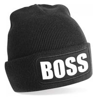 Muts boss zwart voor volwassenen - Winter accessoires/ cadeau wintermuts - thumbnail