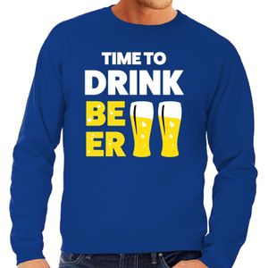 Time to Drink Beer tekst sweater blauw