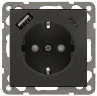 PEHA Badora MAT ZWART stopcontact RA + USB +USB-C - 4603502 PEHA Badora MAT ZWART stopcontact RA + USB +USB-C - 4603502