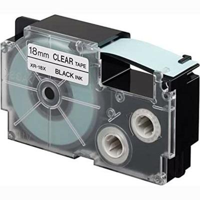 Gelamineerde Tape voor Labelmakers Casio XR-18X Transparant Zwart