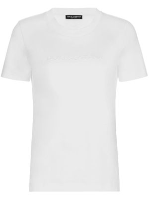 Dolce & Gabbana t-shirt en coton à logo embossé - Blanc