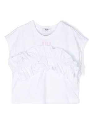 MSGM Kids t-shirt en coton à volants - Blanc