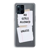 No Girls Allowed Unless: Oppo Find X3 Transparant Hoesje
