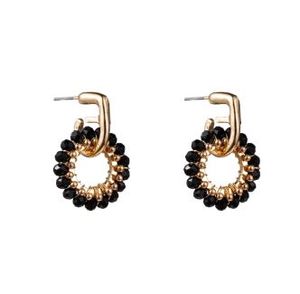 Day&Eve Oorbellen Small Beads Black Circle Goud