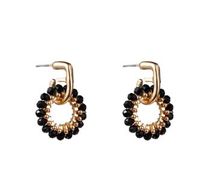 Day&Eve Oorbellen Small Beads Black Circle Goud