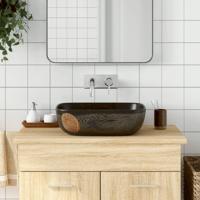 VidaXL Opzetwasbak rechthoekig 48x37,5x13,5 cm keramiek zwart