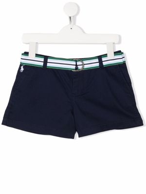 POLO RALPH LAUREN KIDS short à ceinture rayée - Bleu