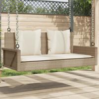 Schommelbank met kussens 119x56x48 cm poly rattan beige - thumbnail