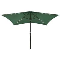 VidaXL Parasol met led's en stalen paal 2x3 m groen