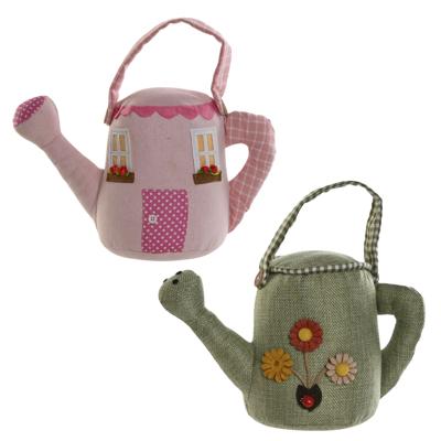 Deurstopper gieter - 1,5 kilo - groen/roze - polyester - 25 cm Deurstopper gieter - 1,5 kilo - groen/roze - polyester - 25 cm