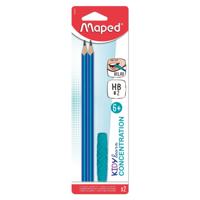 Grafietpotlood Maped Kidy Learn Concentration met kauwtopper set à 2 stuks blauw