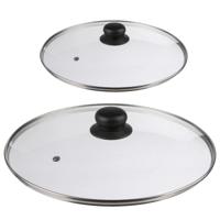 Universele pannendeksels - set van 2x st - glas - voor pannen dia 16 en 29,5 cm