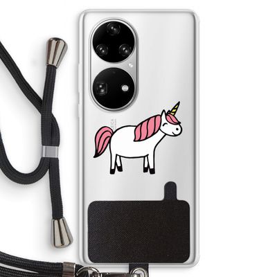 Eenhoorn: Huawei P50 Pro Transparant Hoesje met koord