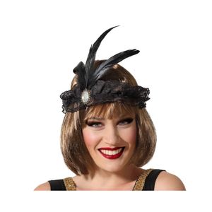 Charleston Flapper Hoofdband - tule en veertjes - zwart - Dames - jaren 20/Twenties thema