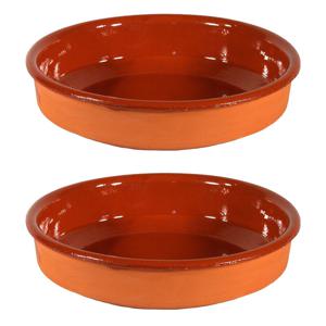 Tapas bord/schaal - 2x - Sevilla - 24 cm - aardewerk - oranje - serveerschaal