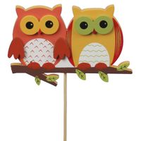 Othmar Decorations Kerststukje decoratie stekers - 6x st - uilen - 8,5 cm - hout - Kerststukjes - thumbnail