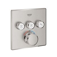 Inbouwkraan Grohe Grohtherm Smart Control Thermostaatkraan met 3-weg Omstelling Vierkant 4 Knop Supersteel - thumbnail