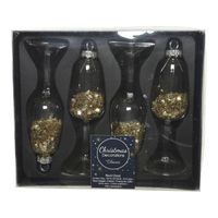 Decoris Kersthangers - wijnglazen - 4 stuks - goudtinten - kerstornamenten - Kersthangers