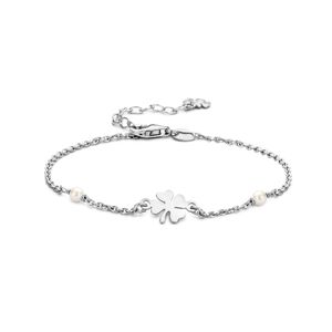 Armband Klaver zilver-synth. parel 1,5 mm 16-19 cm