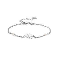 Armband Klaver zilver-synth. parel 1,5 mm 16-19 cm