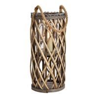 Lantaarn van hout en glas, bruin (B/H/D) 18x40x18 cm