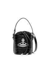 Vivienne Westwood logo-plaque leather bucket bag - Noir - thumbnail