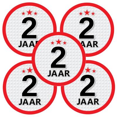 2 jaar leeftijd sticker - 5x - rond - Dia 15 cm - 2 jaar verjaardag - jubileum - leeftijd versiering