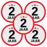 2 jaar leeftijd sticker - 5x - rond - Dia 15 cm - 2 jaar verjaardag - jubileum - leeftijd versiering