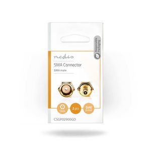 Nedis SMA-Connector | Recht | Male | Verguld | 50 Ohm | Krimp | Diameter kabelinvoer: 2.55 mm | Metaal | Goud | 2 Stuks | Envelop - CSGP02900GD