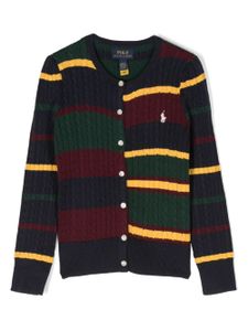 POLO RALPH LAUREN KIDS cardigan en maille torsadée - Bleu