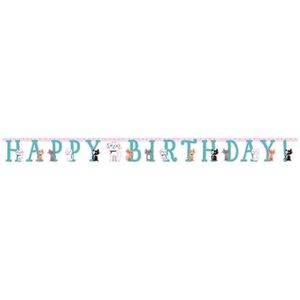 Katten/poezen feest wenslijn Happy Birthday