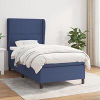 Boxspring met matras stof blauw 90x200 cm